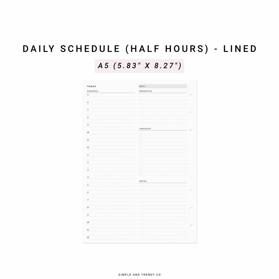 Daily Planner Printable A5 Planner Inserts Daily Planners and - Etsy