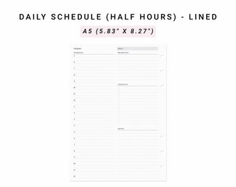 Daily Planner Printable Half Size Half Letter Inserts, Daily Planners ...