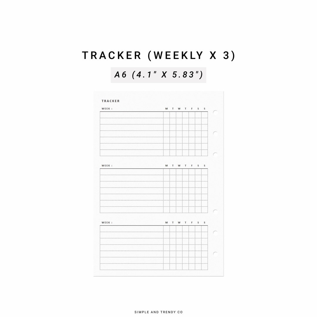 Habit Tracker Printable A6 Inserts, Habit Tracking Goal Tracker, Habit ...