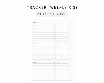 Habit Tracker Printable A6 Inserts, Habit Tracking Goal Tracker, Habit Trackers PDF, Printable Habit Plan