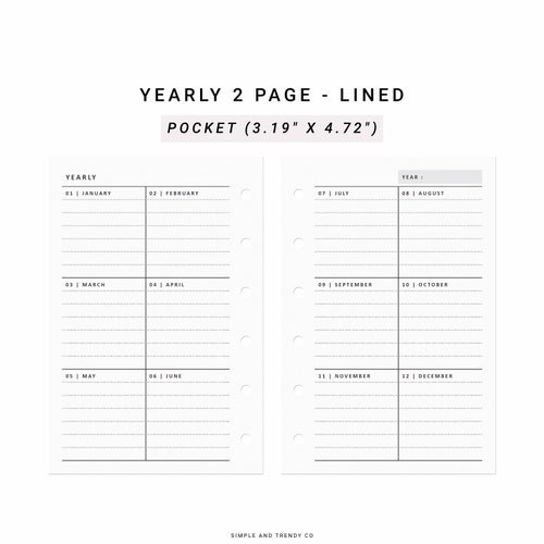 Year at A Glance Pocket Size Yearly Planner Printable Yearly - Etsy