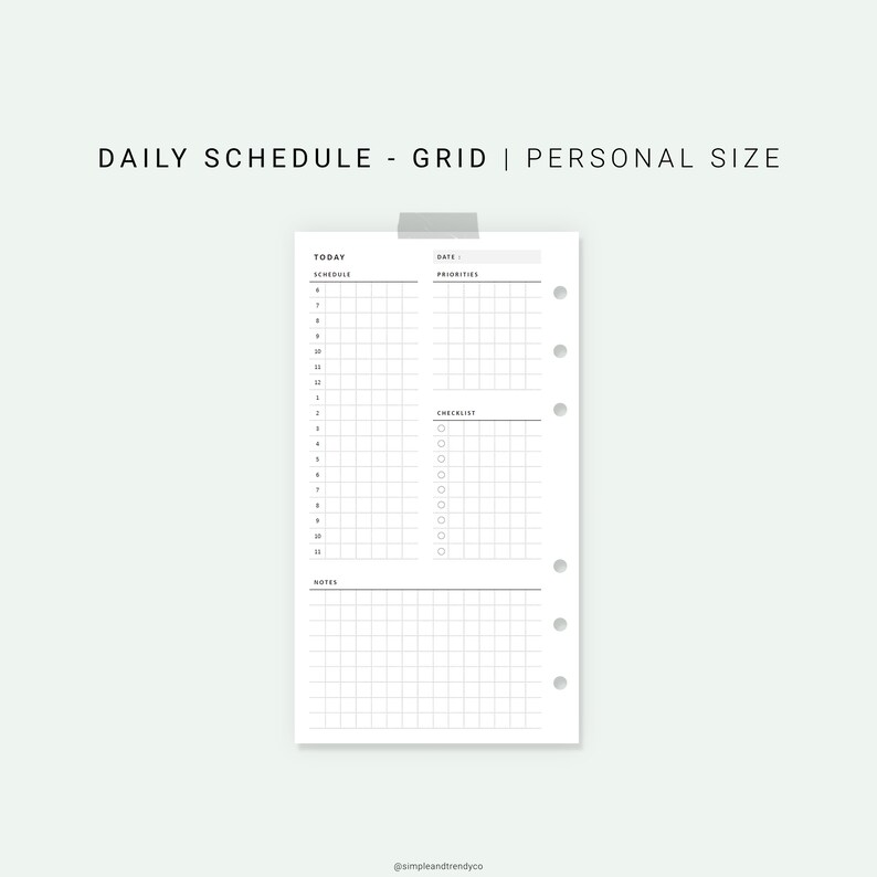 Daily Planner Printable Personal Planner Inserts Daily Etsy