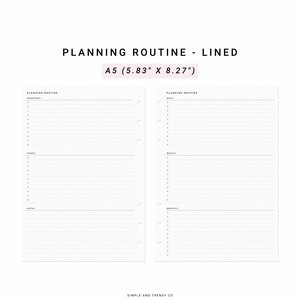 May include: Two white A5 (5.83" x 8.27") planner pages with black text and lines. The left page features sections for Quarterly, Yearly, and Notes. The right page features sections for Daily, Weekly, and Monthly. Both pages have punch holes.