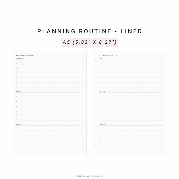 Planning Routine Printable A5 Planner Inserts