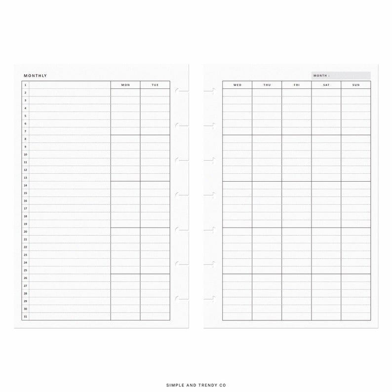 Monthly Planner Printable Happy Planner Mini Monthly List Etsy