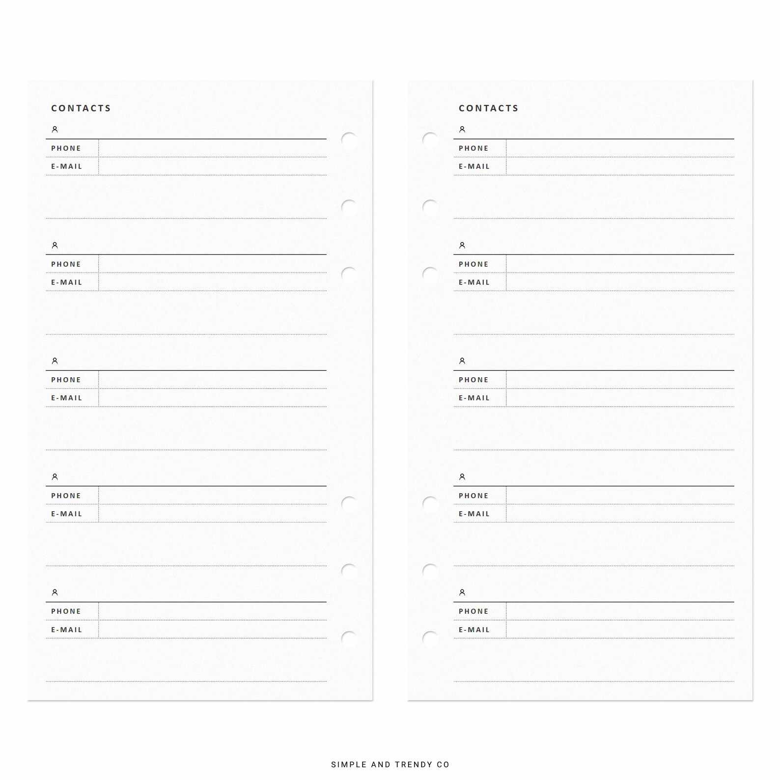 Printable Contacts List Personal Planner Inserts Emergency - Etsy