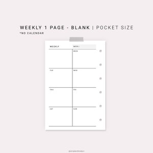 Week on One Page Printable Pocket Size Weekly 1 Page Vertical | Etsy