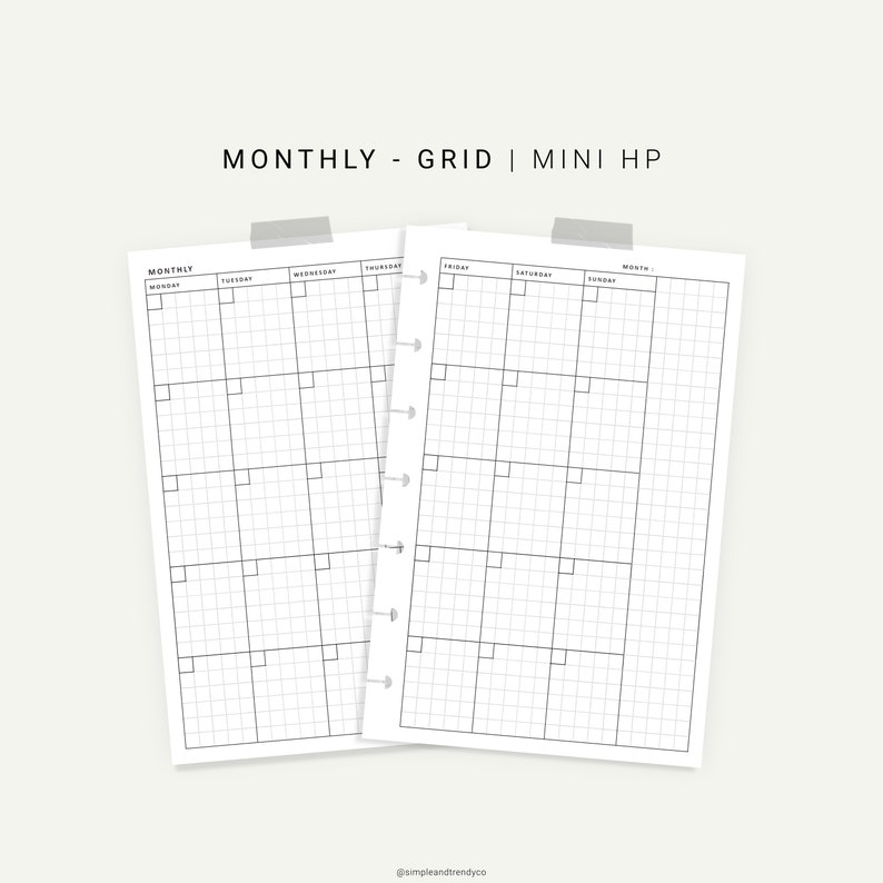 Monthly Planner Printable Happy Planner Mini Agenda Monthly Etsy