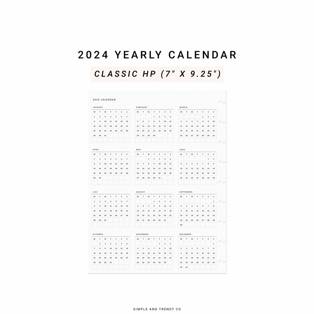 2024 Calendar Happy Planner Classic, 2024 Year at A Glance, 2024 Yearly