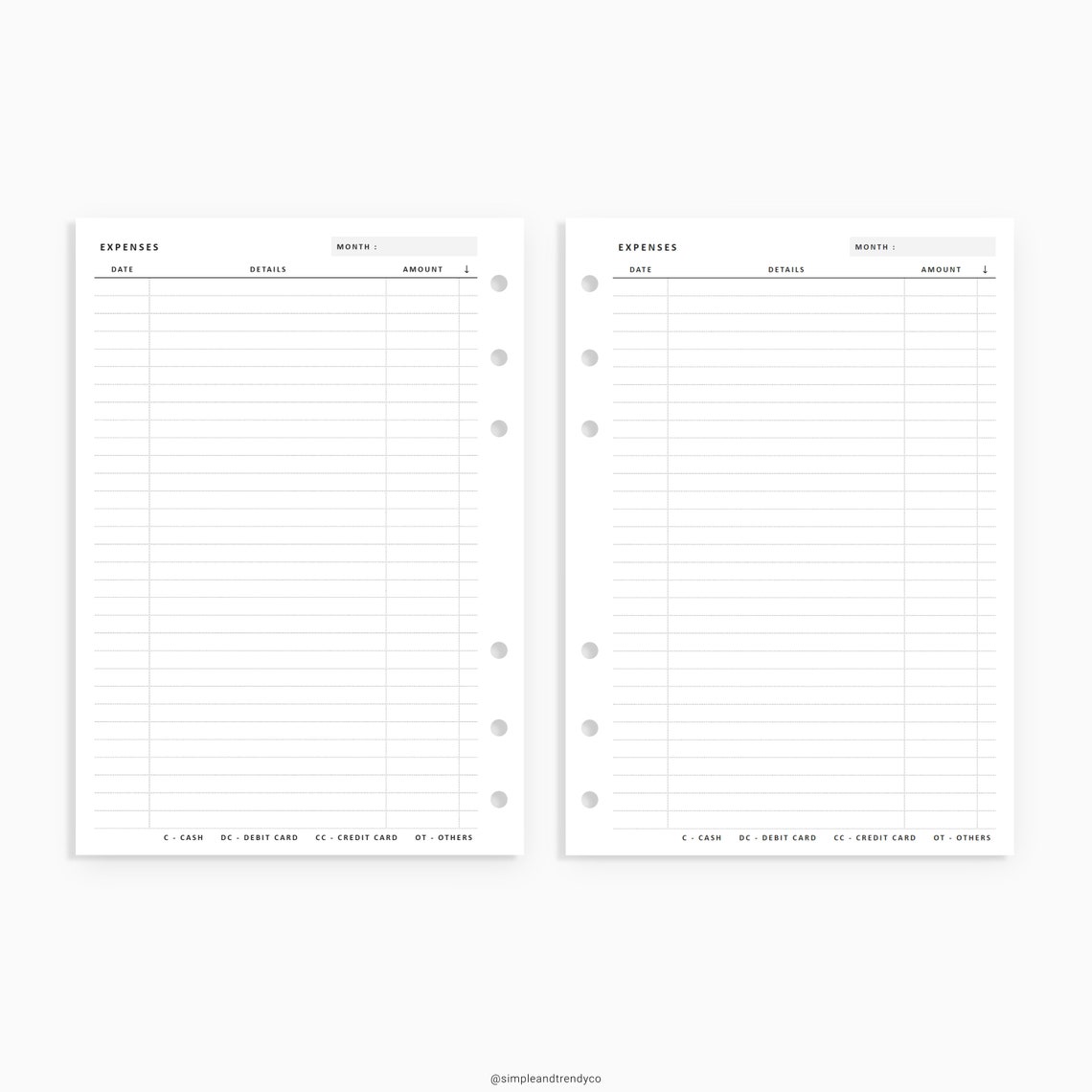 Expense Tracker Personal Wide Printable Personal Expenses | Etsy