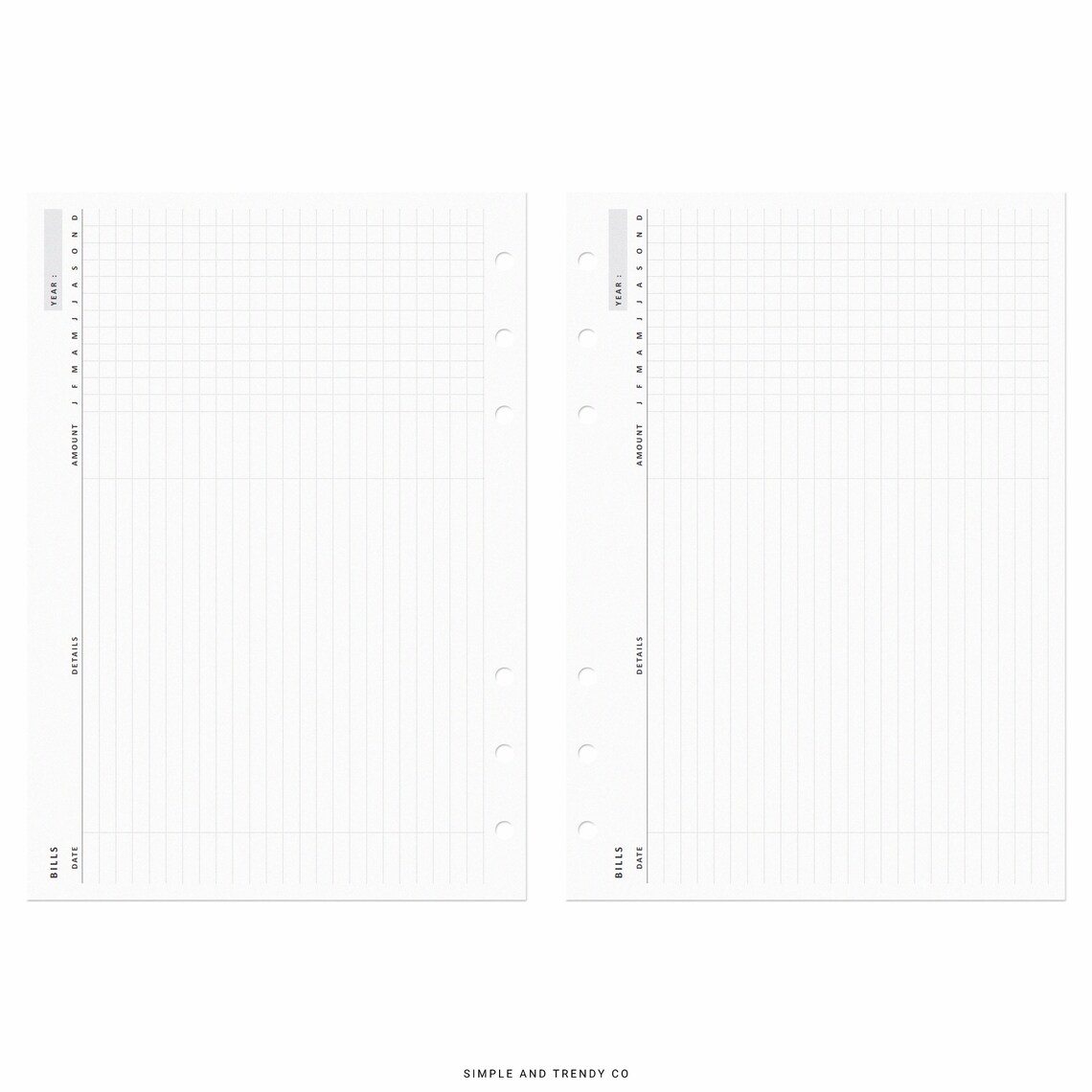 Bill Tracker Horizontal Printable A5 Planner Inserts Monthly - Etsy