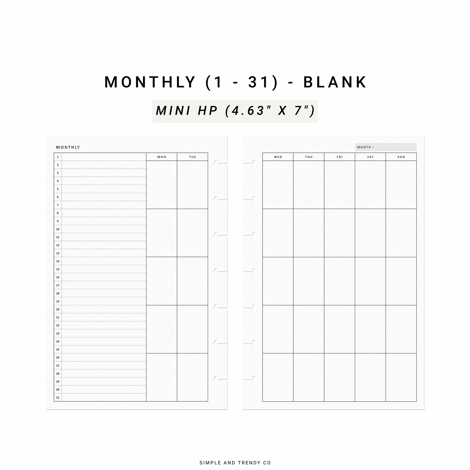 Monthly Planner Printable Happy Planner Mini Monthly List - Etsy