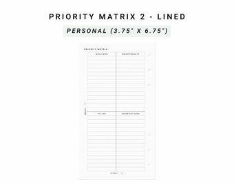 Action Priority Matrix Quick Wins Major Projects Fill Ins Thankless Tasks, Personal Planner Inserts