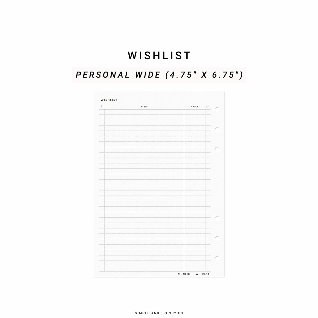 Wishlist Insert Printable Tracker Template. Christmas, Birthday, Holiday,  Shopping Wish List. Gifts for Me. Make a Wish. Giftlist PDF. A5 -   Canada