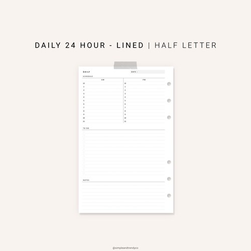 Daily Planner Printable Half Size Half Letter Inserts Daily | Etsy