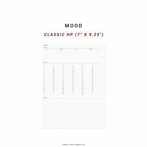 Mood Tracker Happy Planner Classic Monthly Yearly Mood - Etsy