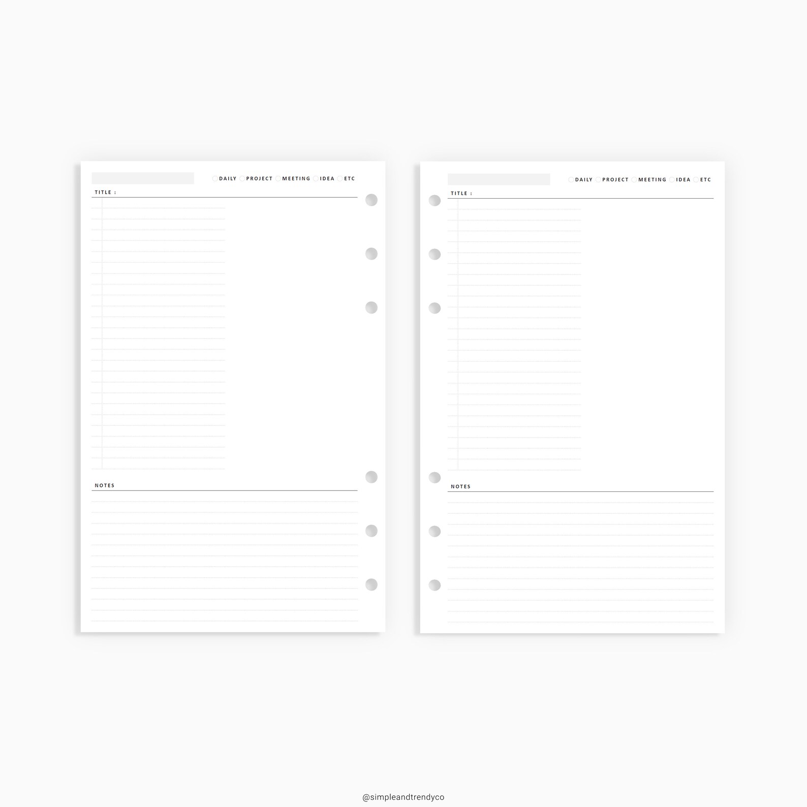 Project Planner Half Size Half Inserts Printable Daily | Etsy