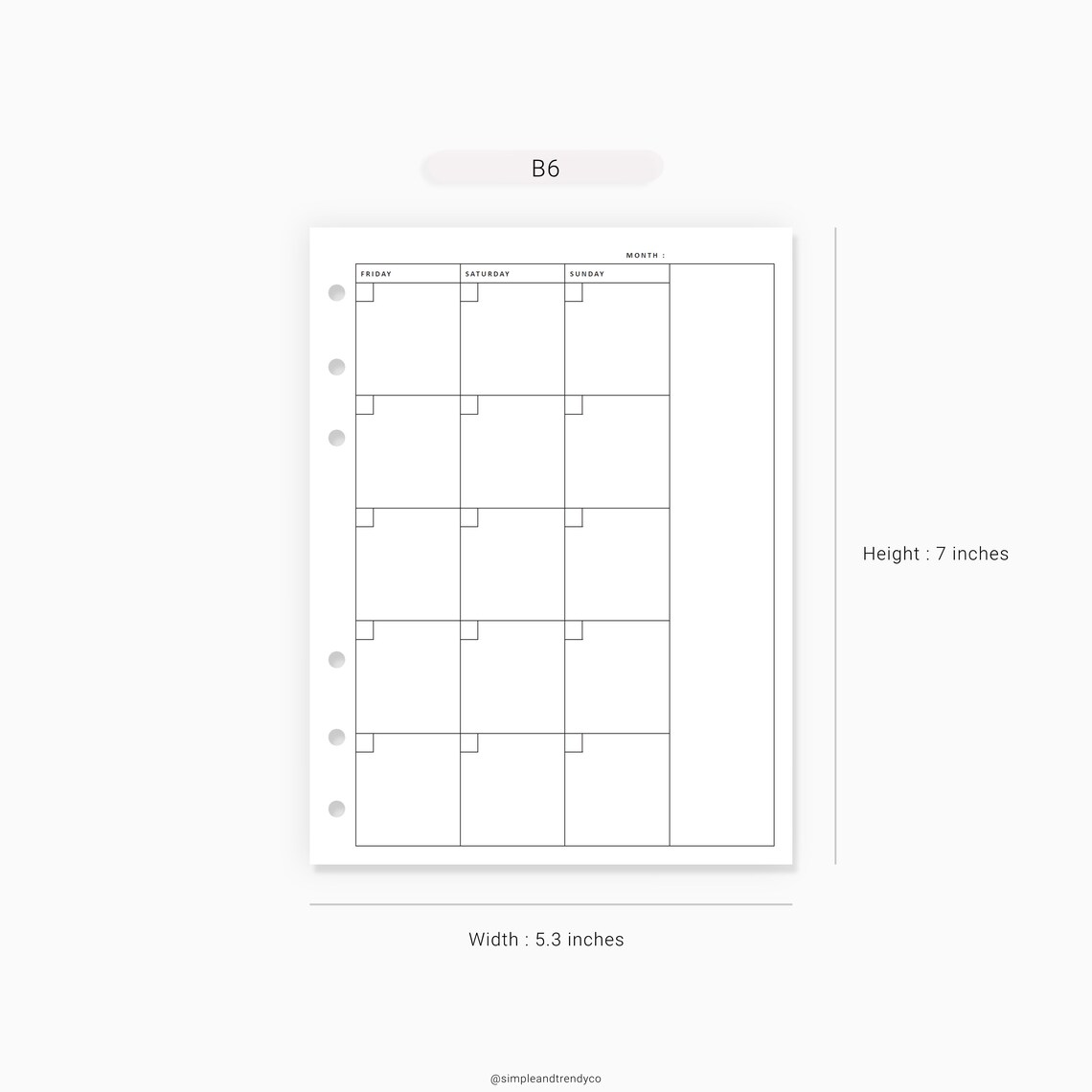 Monthly Planner Printable B6 Inserts Agenda Monthly Planner | Etsy