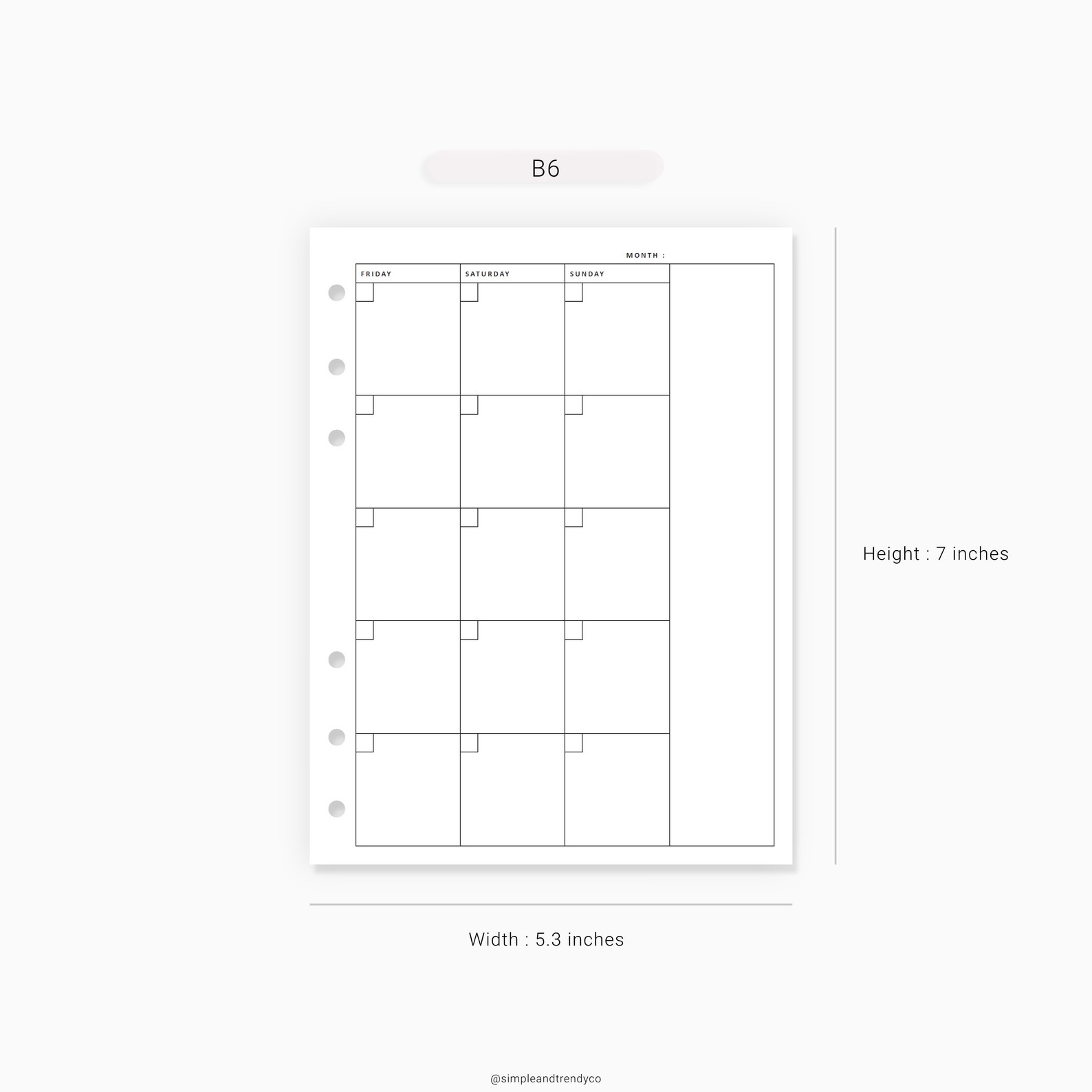 Monthly Planner Printable B6 Inserts Agenda Monthly Planner | Etsy