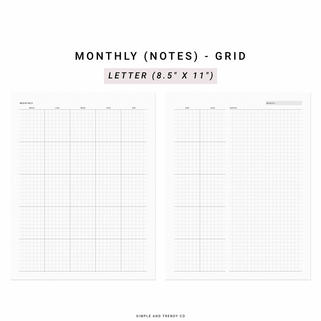 Monthly Planner Printable Letter Size, Undated Monthly Plan, Monthly ...