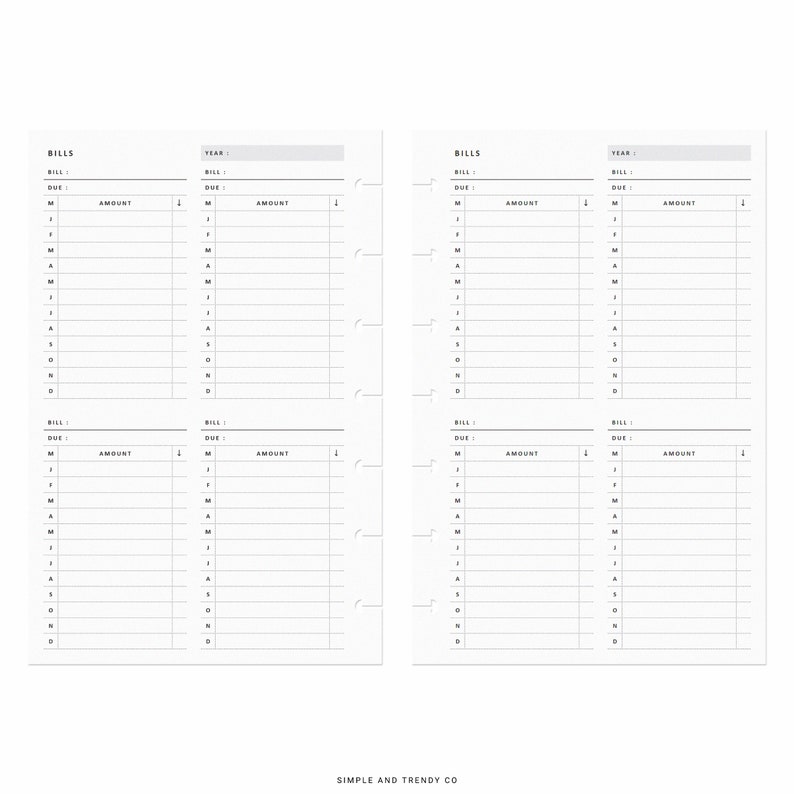 Bill Tracker Printable Happy Planner Mini Bill Organizer Bill - Etsy