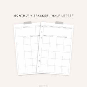 Monthly Planner Printable Half Size Half Letter Inserts | Etsy