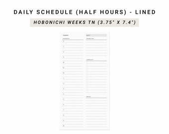 Daily Planner Printable Hobonichi Weeks TN, Daily Planners and Organizers, Daily Agenda Printable, Daily Schedule