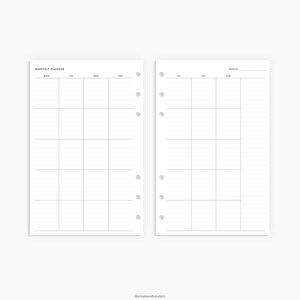 Monthly Planner Printable Minimalist Planner Half size Half | Etsy