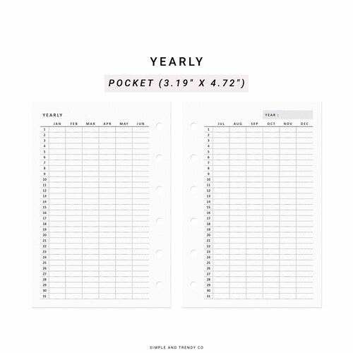 Monthly Overview Printable Pocket Size Month on a Page Month - Etsy