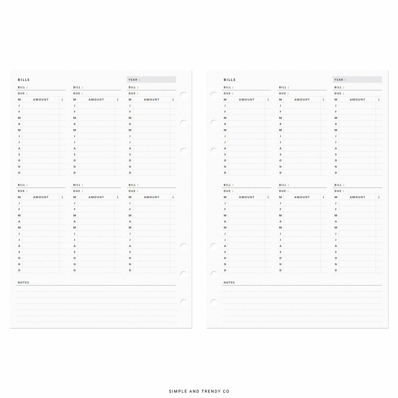 Bill Tracker Printable A5 Planner Inserts Bill Organizer Bill - Etsy
