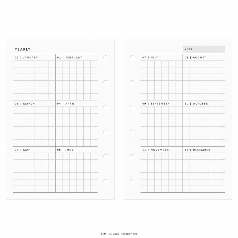Year at A Glance Pocket Size Yearly Planner Printable Yearly - Etsy