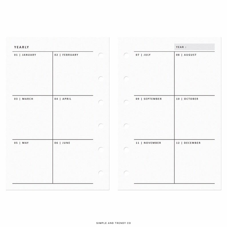 Year at A Glance Pocket Size Yearly Planner Printable Yearly - Etsy