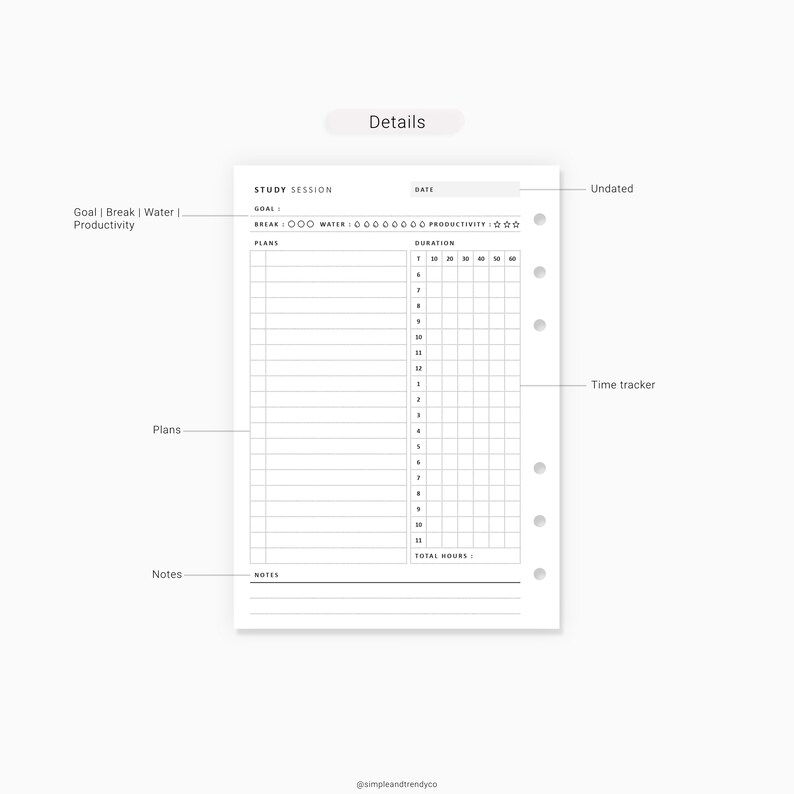 Study Planner Student Planner Printable A6 Inserts Student Etsy Canada