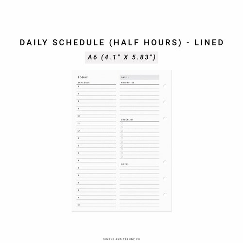 Daily Schedule Meals DO1P A6 Printable Planner A6 - Etsy