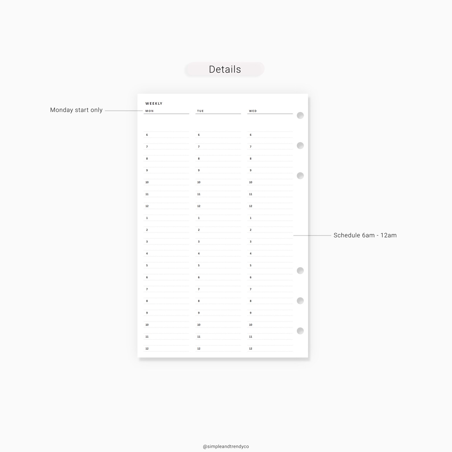 Vertical weekly half hour schedule half size half letter etsy