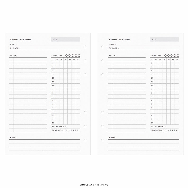 Study Planner Student Planner Printable A6 Inserts Student Etsy