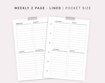 Week on One Page Printable Pocket Size Weekly 1 Page Vertical | Etsy
