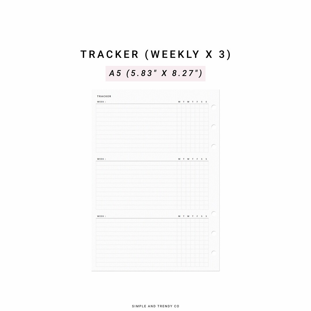 Habit Tracker Printable A5 Planner Inserts, Habit Tracking Goal Tracker ...