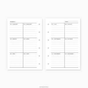 Year At A Glance Pocket size Yearly Planner Printable Yearly | Etsy