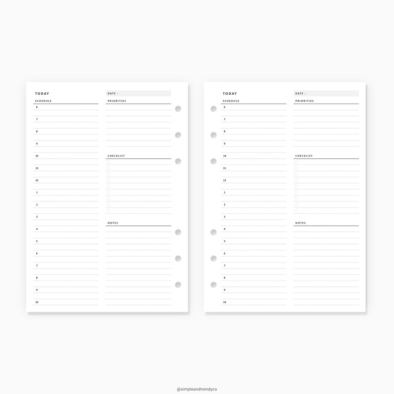 Daily Planner Printable A6 Size Daily Planners Half Hour Etsy