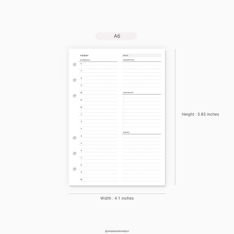 Daily Planner Printable A6 Size Daily Planners Half Hour Etsy