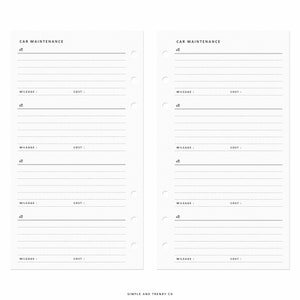 Car Maintenance Printable, Personal Planner Inserts - Etsy