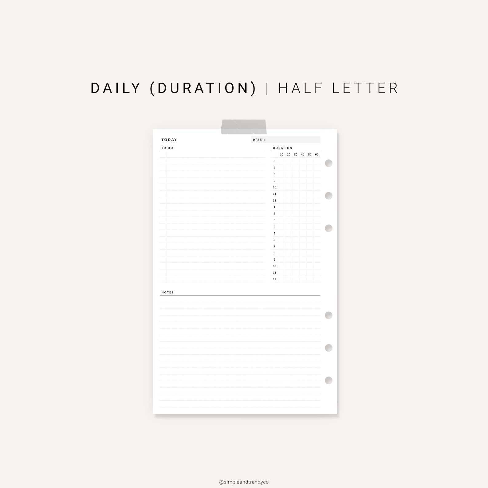 Daily Planner Printable Half size Half Letter Inserts Daily | Etsy