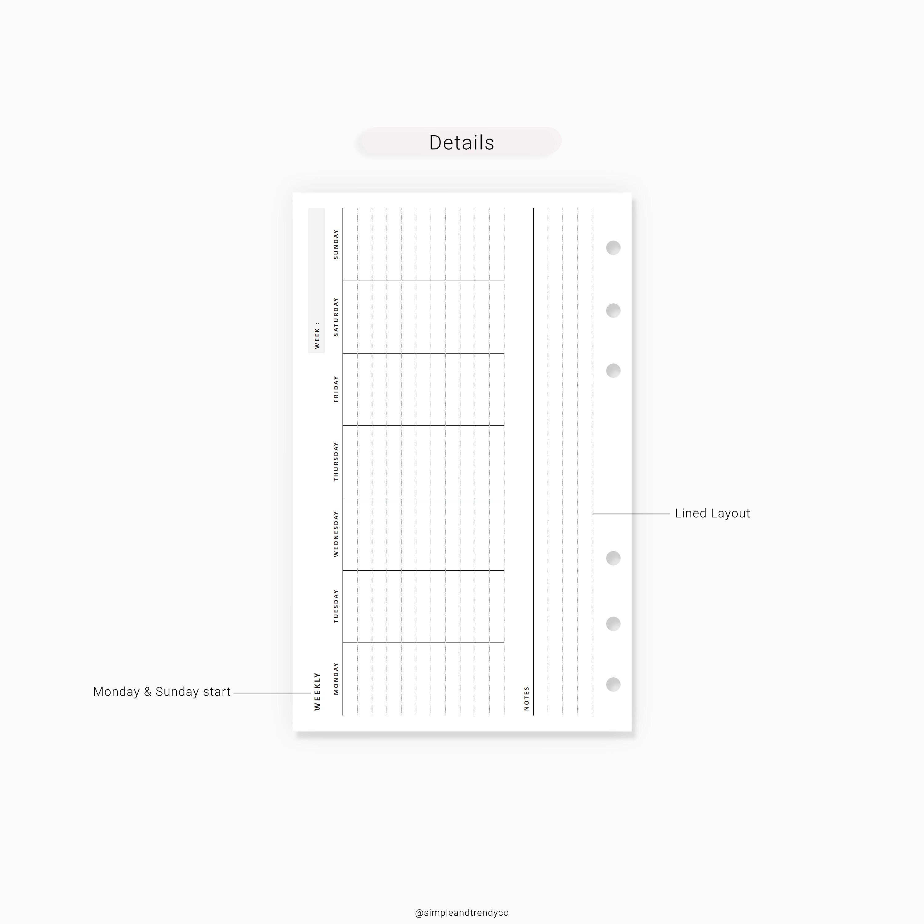 Week on 1 Page WO1P Horizontal Weekly Planner Printable FC | Etsy