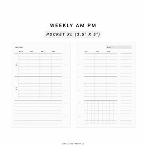 Weekly Planner Pocket XL, Weekly Agenda WO2P, Printable Weekly, Undated Weekly Layout