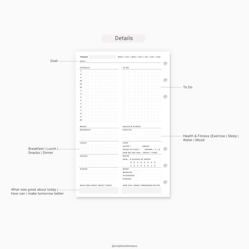 Daily Planner Half size Half Letter Inserts Minimalist Etsy