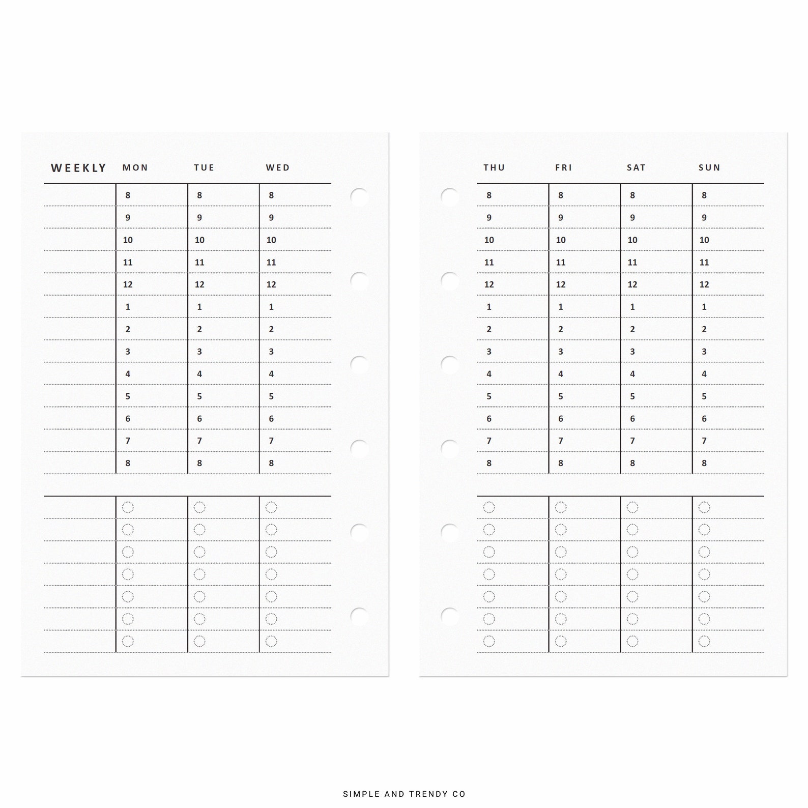 Undated Weekly Planner Pocket Size Vertical Weekly Agenda Etsy