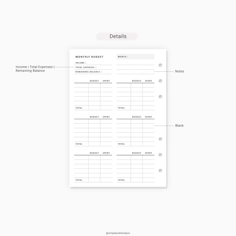Budget Planner Printable A6 Inserts Monthly Budget Template Etsy