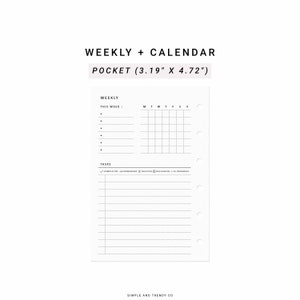 Weekly Planner Calendar Pocket Size, Printable Week on 1 Page, Weekly Planner Page, Week Planner Inserts, Minimalist Planner Insert