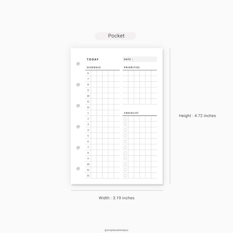 Daily Planner Printable Pocket Size Daily Planners And Etsy